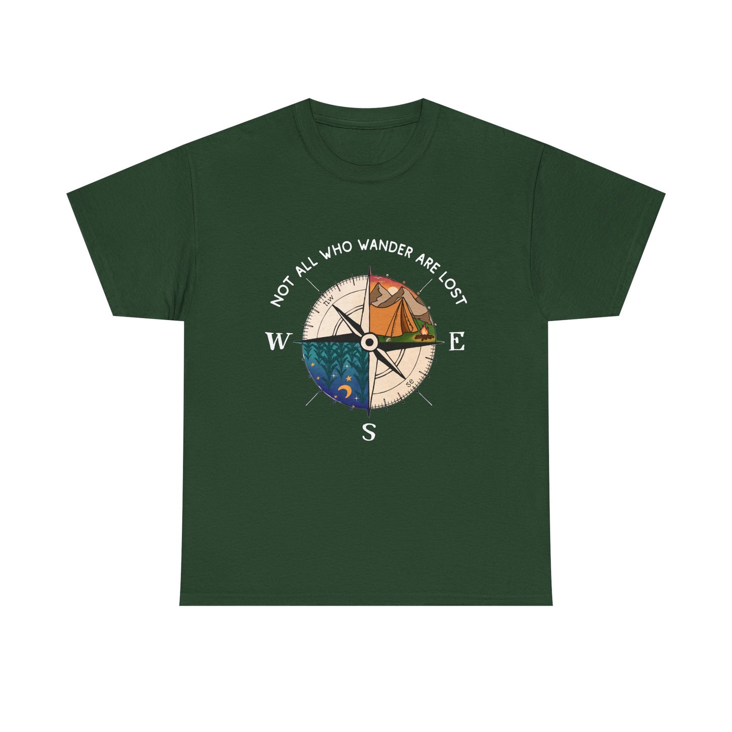 Compass Adventure T-Shirt — "Not All Who Wander Are Lost" Travel Tee Sizes S - 5XL