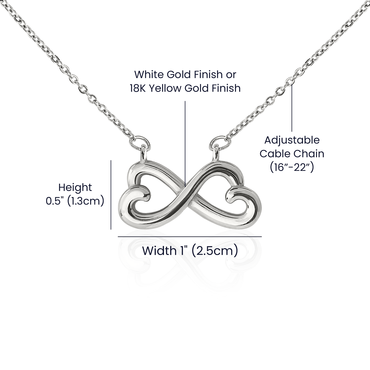 Best Friends Endless Love (Infinity Hearts) Necklace - Message Card Jewelry 14k White or 18k Gold finishes available