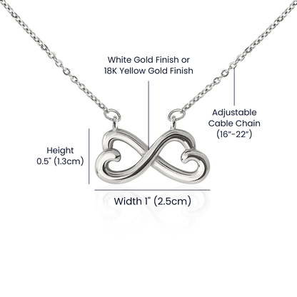 Best Friends Endless Love (Infinity Hearts) Necklace - Message Card Jewelry 14k White or 18k Gold finishes available