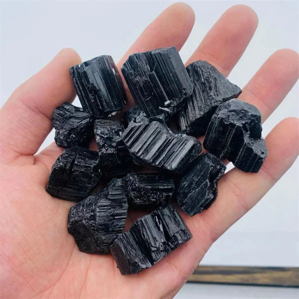 Natural Black Tourmaline Gravel Raw Gem Mineral Specimen