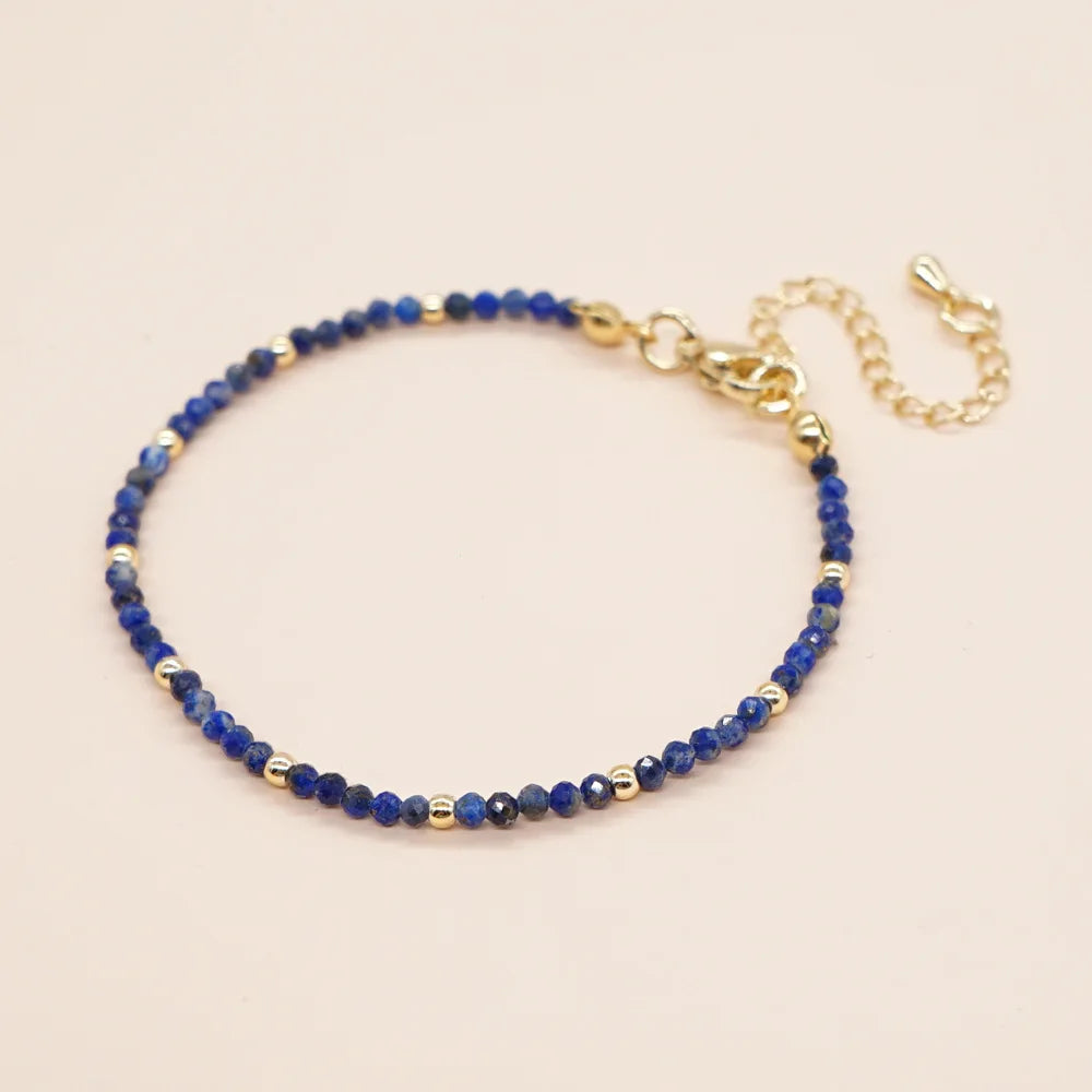 Delicate Semi-precious Stone Frosted Lapis Lazuli Beads Bracelet