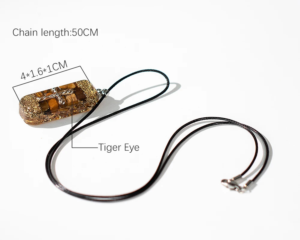 Cross Orgone Pendant Energy Necklace with Tiger Eye Crystals for Healing Chakra Reiki Energy Quartz Jewelry