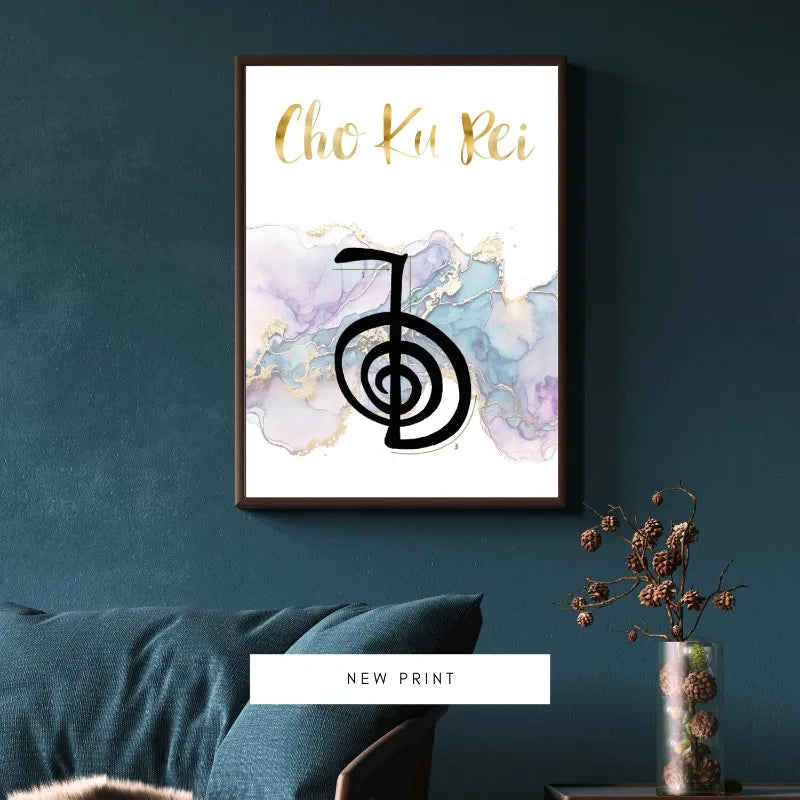 Reiki Healing Symbols Spiritual Mental Health Art Canvas Watercolor Style Wall Prints Home or Office Decor