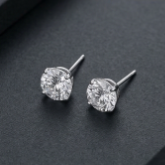 Sparkling 6mm Cubic Zirconia Stud Earrings - 18K White Gold Plating