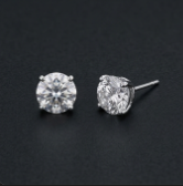 Sparkling 6mm Cubic Zirconia Stud Earrings - 18K White Gold Plating