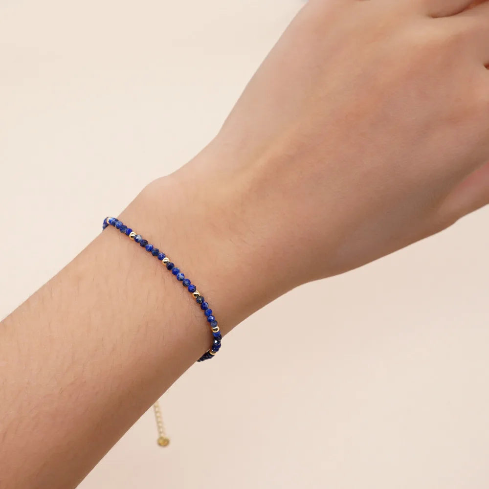 Delicate Semi-precious Stone Frosted Lapis Lazuli Beads Bracelet