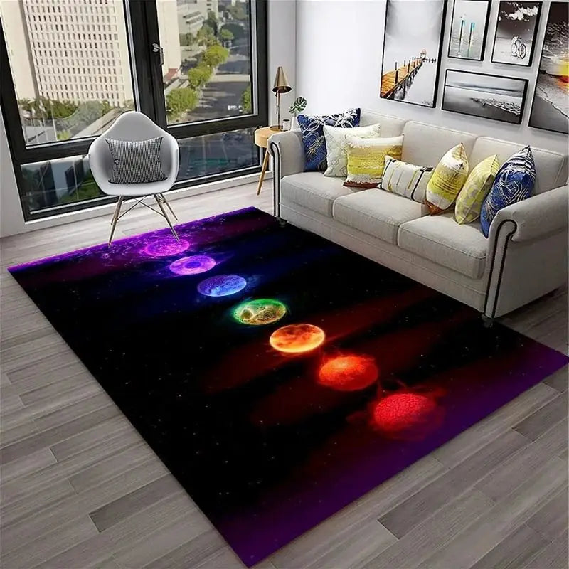 Yoga Reiki Themed Meditation Carpet Floor Mat for Home Decor and Living, Inside or Outside - Non-slip Washable