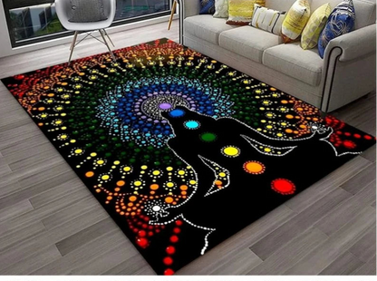 Yoga Reiki Themed Meditation Carpet Floor Mat for Home Decor and Living, Inside or Outside - Non-slip Washable