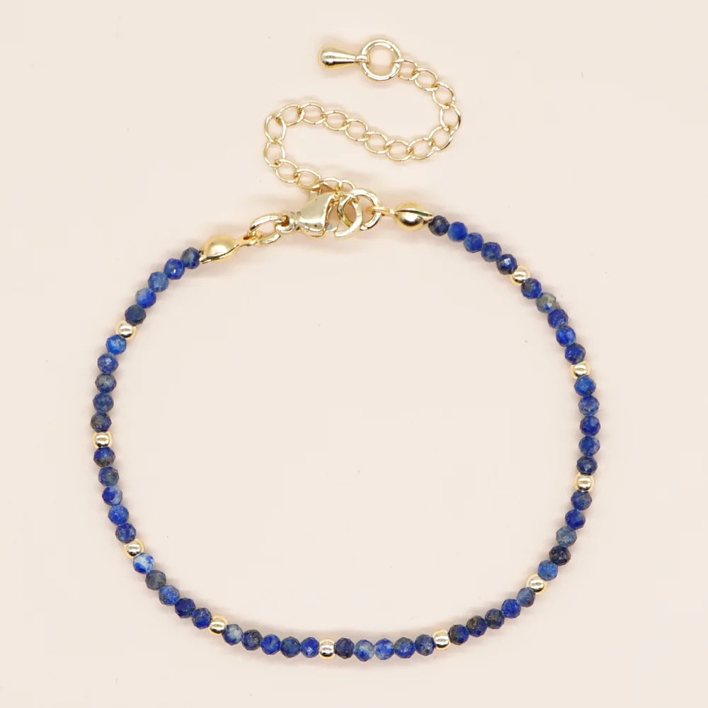 Delicate Semi-precious Stone Frosted Lapis Lazuli Beads Bracelet