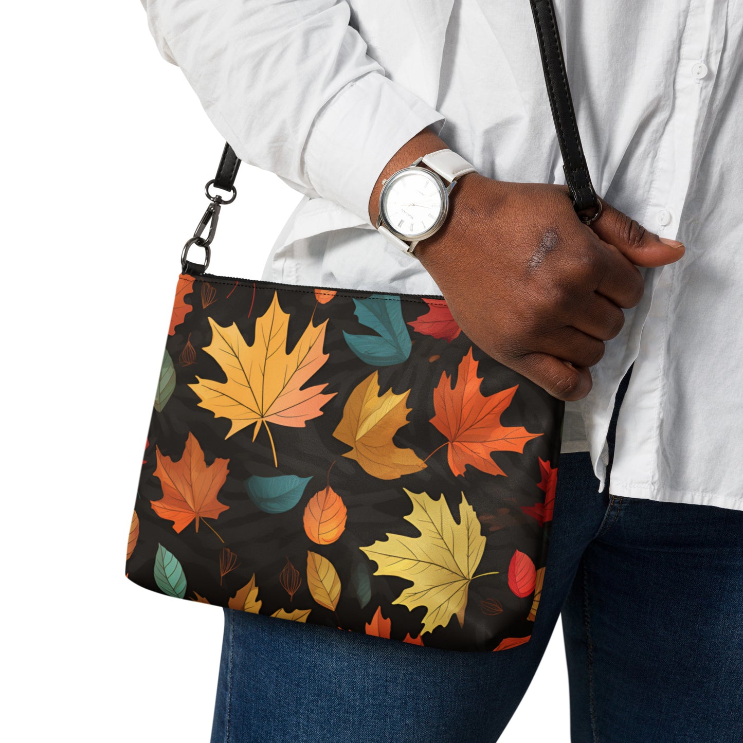 Fall Leaves Autumn Faux Leather Crossbody Bag