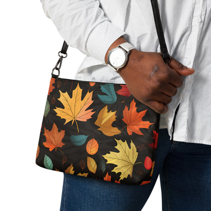 Fall Leaves Autumn Faux Leather Crossbody Bag