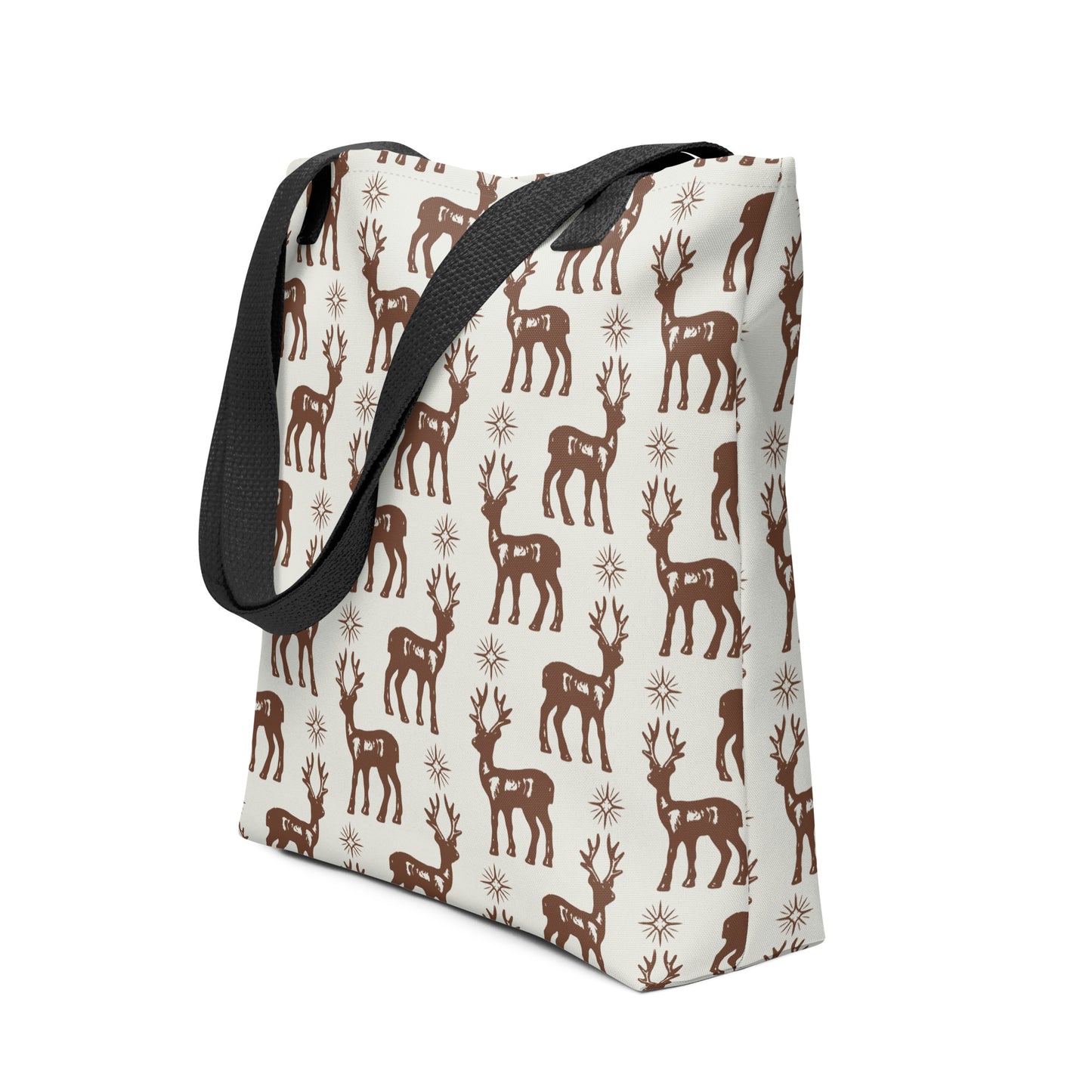 Reindeer Pattern Spacious and Trendy Tote Bag in Neutral Tones