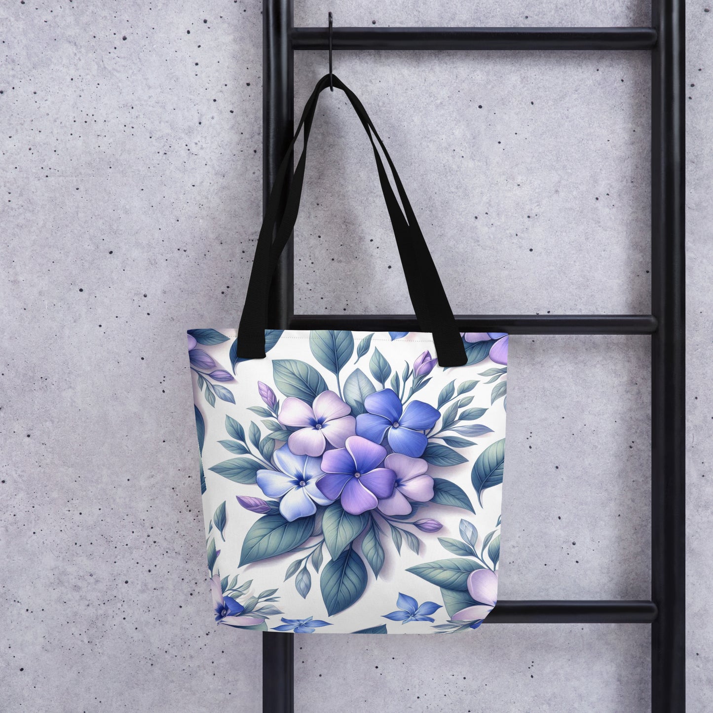 Beautiful and Colorful Periwinkles 15" x 15" AOP Tote bag Holds up to 44lbs, 2.6 Gallon Capacity