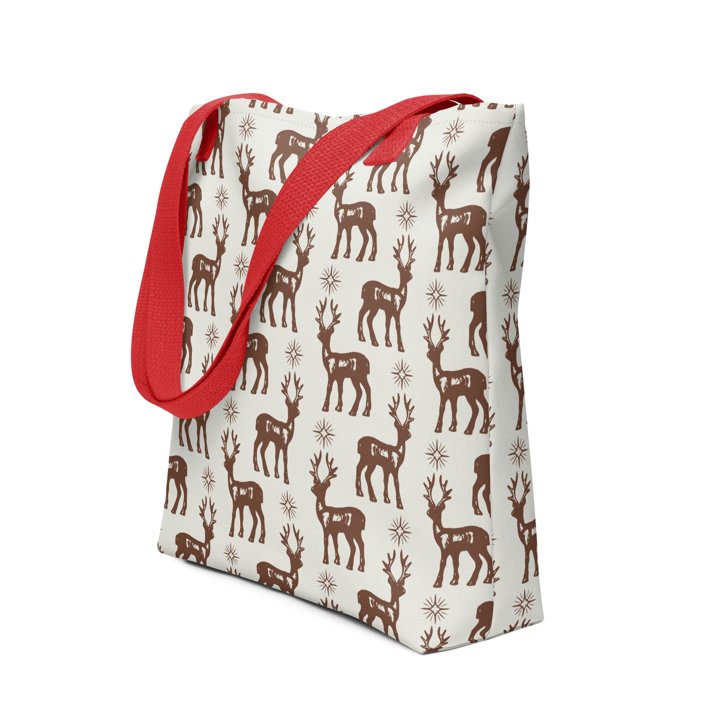 Reindeer Pattern Spacious and Trendy Tote Bag in Neutral Tones