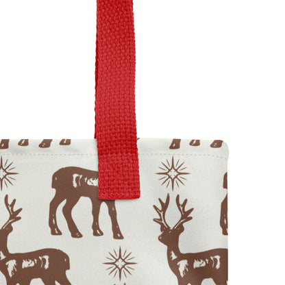 Reindeer Pattern Spacious and Trendy Tote Bag in Neutral Tones