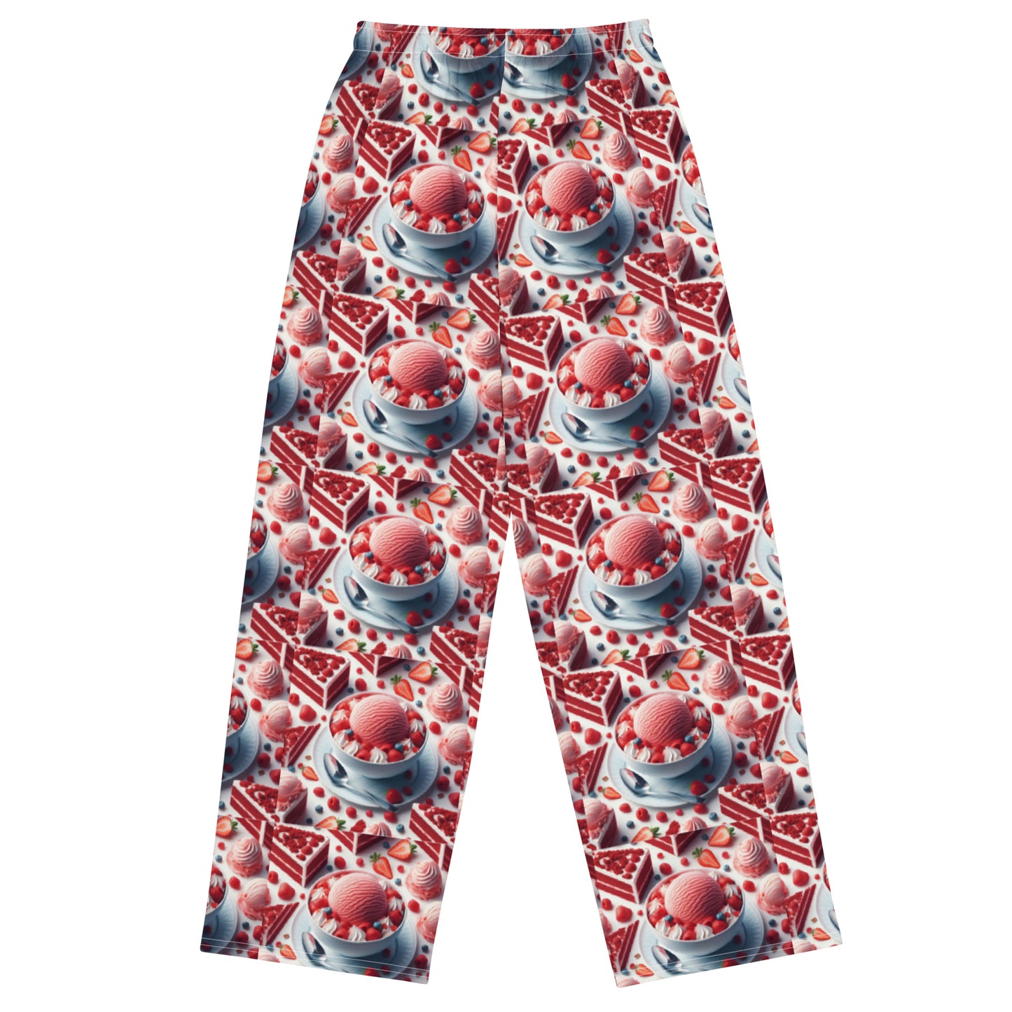 Strawberry Ice Cream and Red Velvet Cake All-over print unisex wide-leg pants Sizes to 6XL