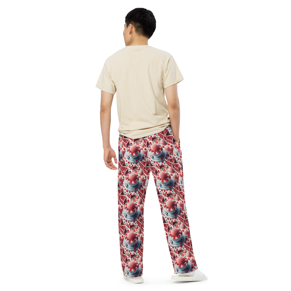 Strawberry Ice Cream and Red Velvet Cake All-over print unisex wide-leg pants Sizes to 6XL