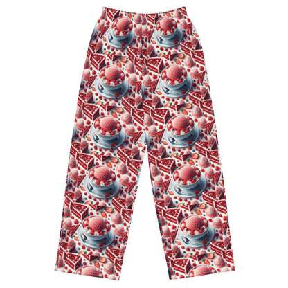 Strawberry Ice Cream and Red Velvet Cake All-over print unisex wide-leg pants Sizes to 6XL