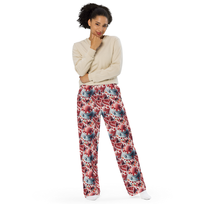 Strawberry Ice Cream and Red Velvet Cake All-over print unisex wide-leg pants Sizes to 6XL