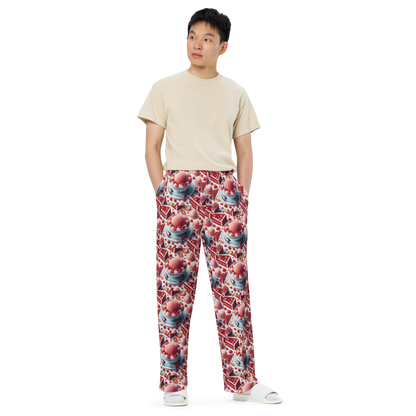 Strawberry Ice Cream and Red Velvet Cake All-over print unisex wide-leg pants Sizes to 6XL