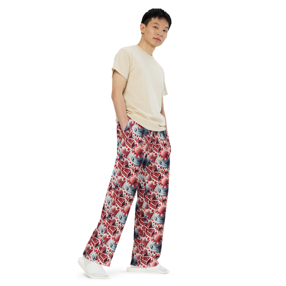 Strawberry Ice Cream and Red Velvet Cake All-over print unisex wide-leg pants Sizes to 6XL