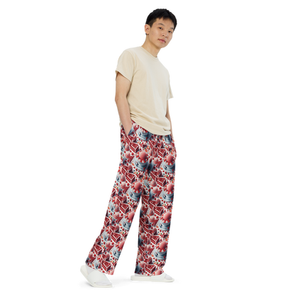 Strawberry Ice Cream and Red Velvet Cake All-over print unisex wide-leg pants Sizes to 6XL