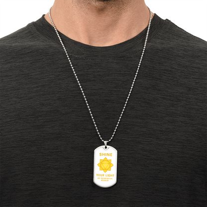 Shine Your Light, No Permission Needed” Solar Plexus Chakra Necklace – Yellow Manipura Pendant – 24” Surgical Steel Chain with 18k Gold Finish Option