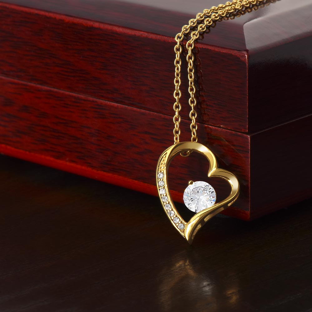 To My Mom, My Friend and Confidante - Forever Love Necklace + Black & White Gift Box or Mahogany Luxury Box w LED Light