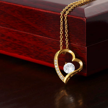 To My Mom, My Friend and Confidante - Forever Love Necklace + Black & White Gift Box or Mahogany Luxury Box w LED Light