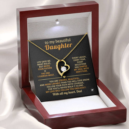 To My Beautiful Daughter With All My Heart, Dad - Forever Love Necklace with Message Card