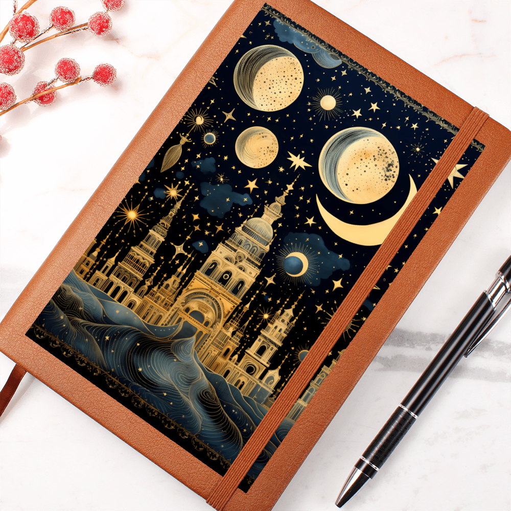 Crystal City with Planets - Vegan Leather Graphic Journal