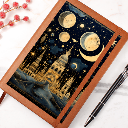 Crystal City with Planets - Vegan Leather Graphic Journal