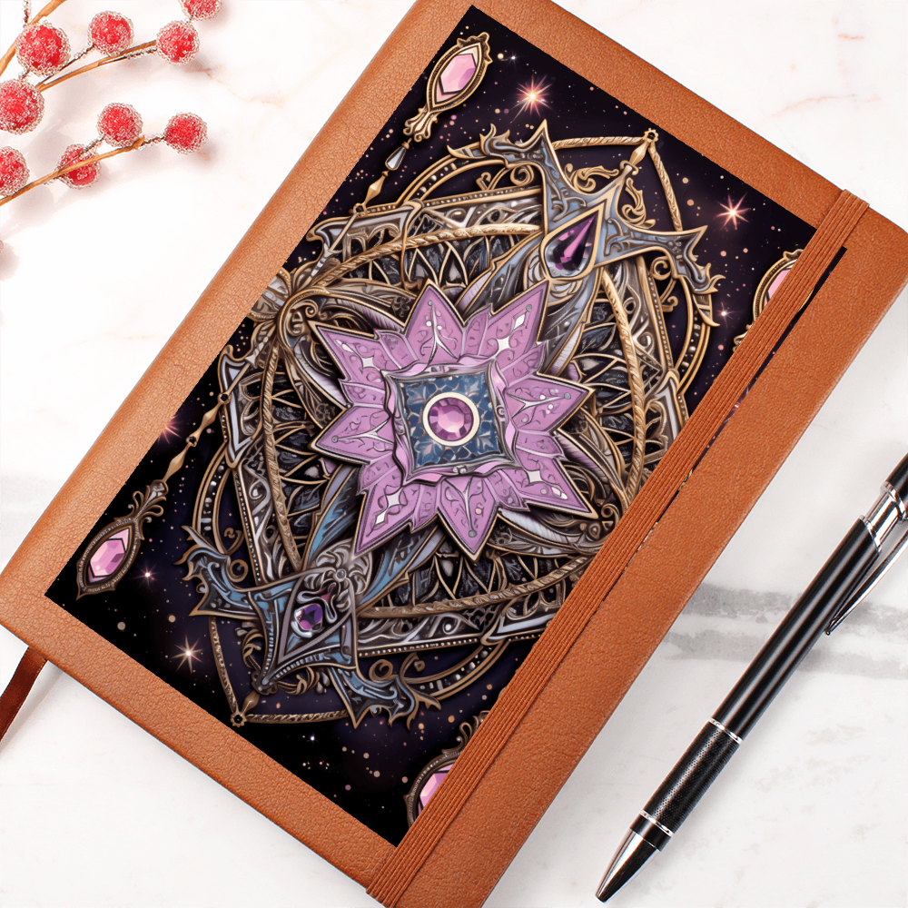 Lavender Crystal Mandala – Vegan Leather Graphic Journal