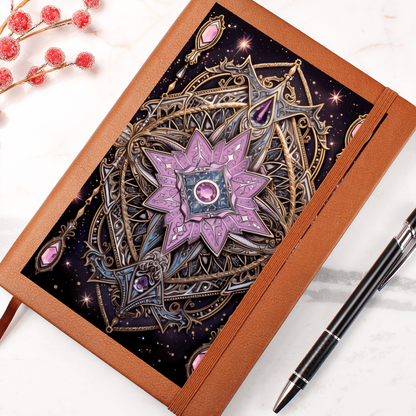 Lavender Crystal Mandala – Vegan Leather Graphic Journal