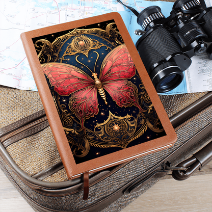 Rose and Gold Butterfly with Filligree Wings – Vegan Leather Graphic Journal