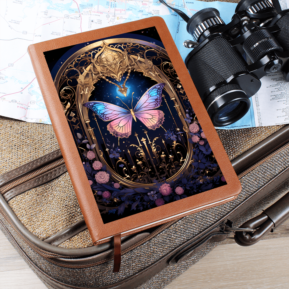 Pink, Blue and Lilac Butterfly Gate – Vegan Leather Graphic Journal