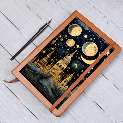 Crystal City with Planets - Vegan Leather Graphic Journal