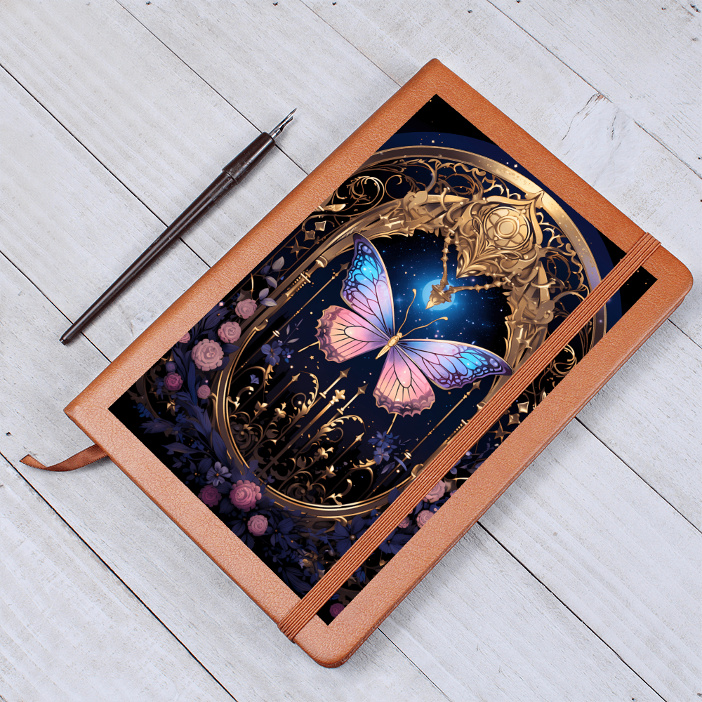 Pink, Blue and Lilac Butterfly Gate – Vegan Leather Graphic Journal