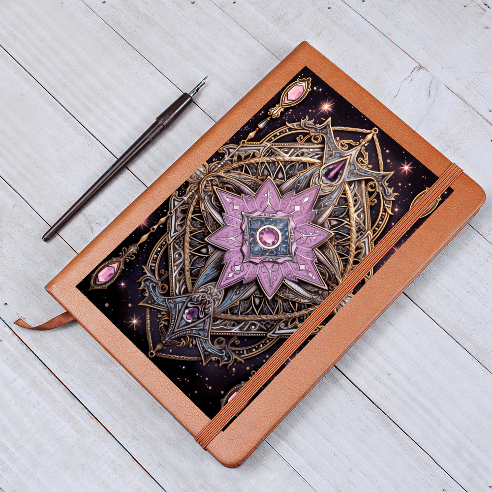 Lavender Crystal Mandala – Vegan Leather Graphic Journal