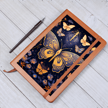 Gold and Purple Butterfly Garden – Vegan Leather Graphic Journal