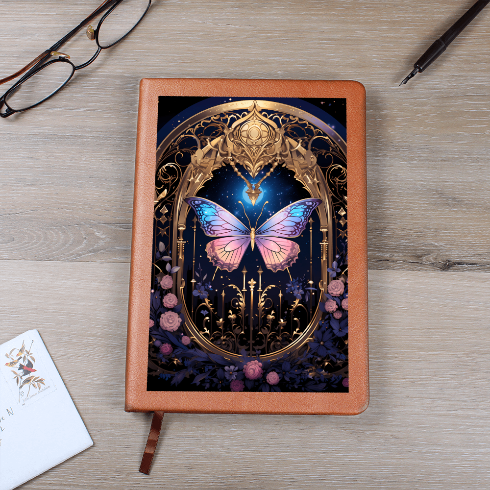 Pink, Blue and Lilac Butterfly Gate – Vegan Leather Graphic Journal