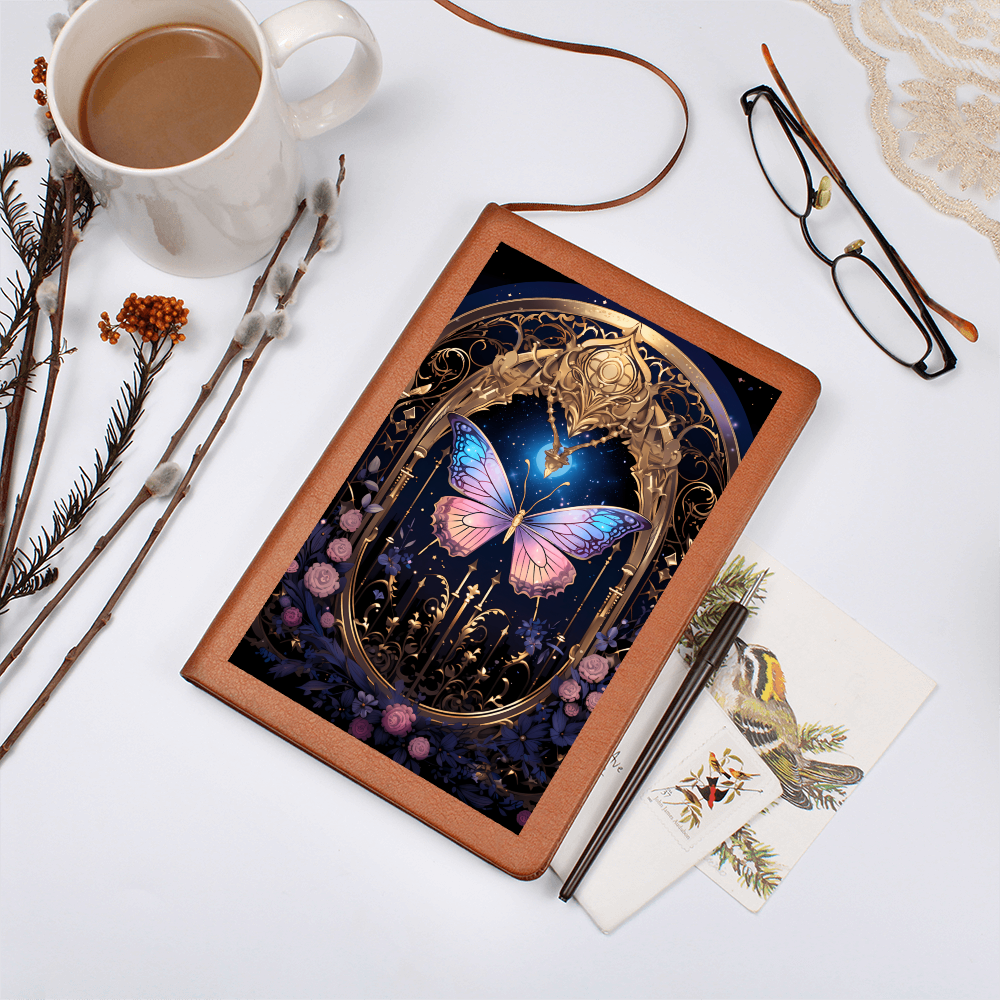 Pink, Blue and Lilac Butterfly Gate – Vegan Leather Graphic Journal