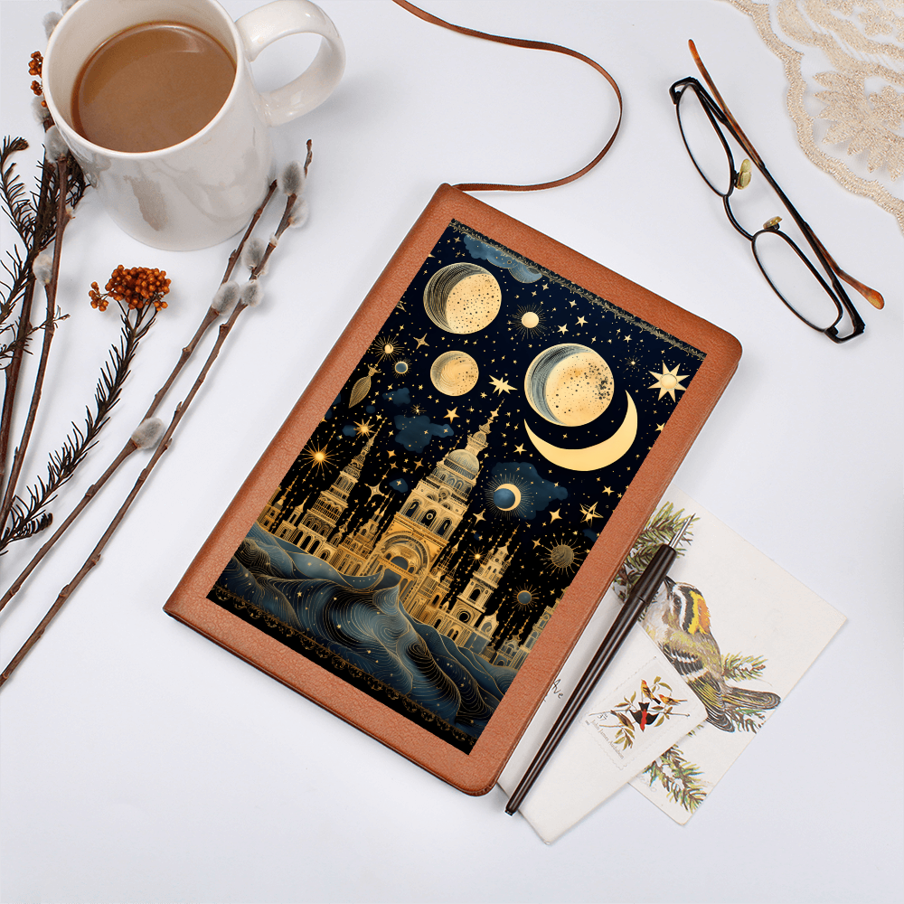 Crystal City with Planets - Vegan Leather Graphic Journal