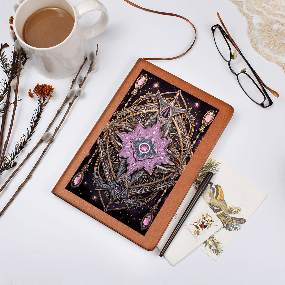 Lavender Crystal Mandala – Vegan Leather Graphic Journal