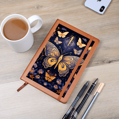 Gold and Purple Butterfly Garden – Vegan Leather Graphic Journal