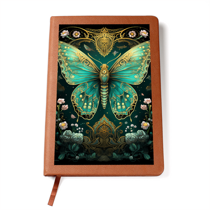 Turquoise Butterfly Celestial Garden - Vegan Leather Graphic Journal