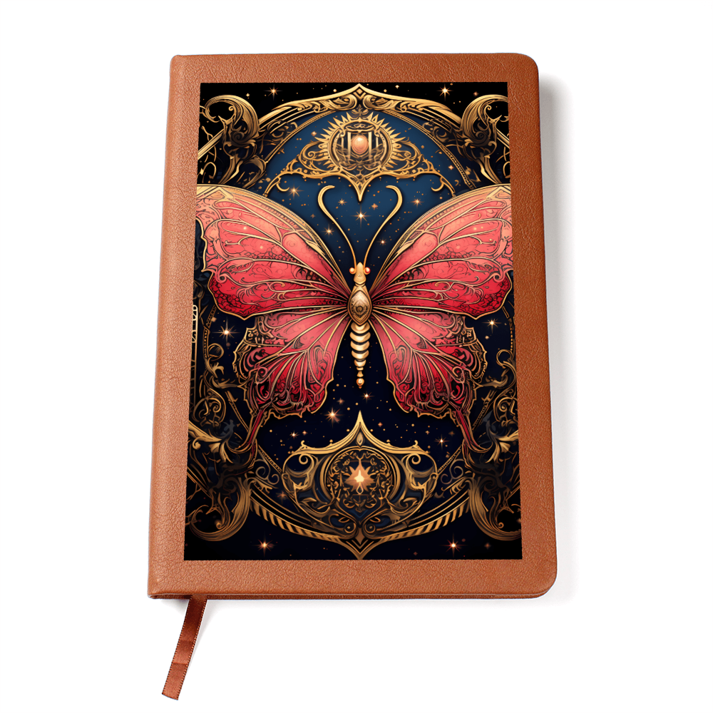 Rose and Gold Butterfly with Filligree Wings – Vegan Leather Graphic Journal