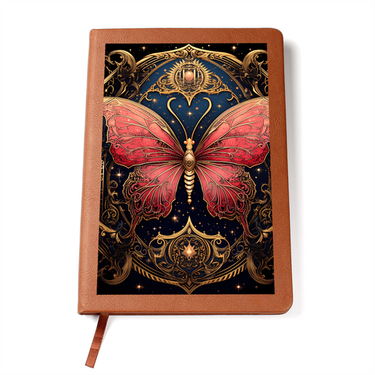 Rose and Gold Butterfly with Filligree Wings – Vegan Leather Graphic Journal