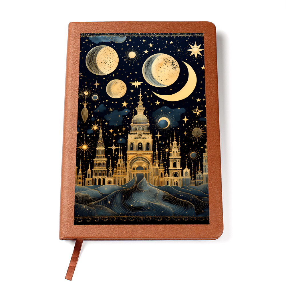 Crystal City with Planets - Vegan Leather Graphic Journal