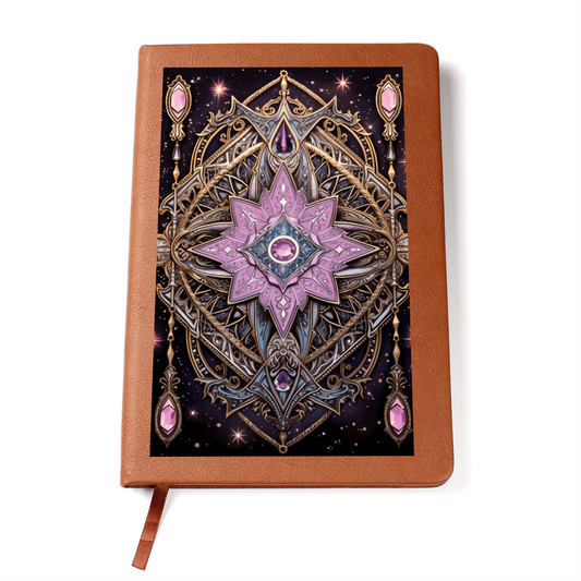 Lavender Crystal Mandala – Vegan Leather Graphic Journal